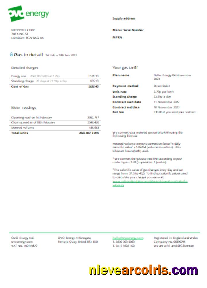 Ovo Energy utility business bill